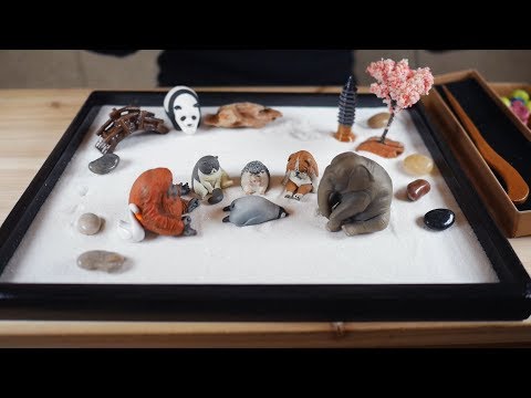 [힐링 ASMR] 젠가든과 만난 잠자는 동물들 | 서걱서걱 모래소리
