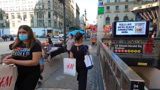 ⁴ᴷ⁶⁰ NYC Phase 4 Reopening (Narrated) : Walking 34th Street from 7th to 5th Avenue (July 21, 2020)