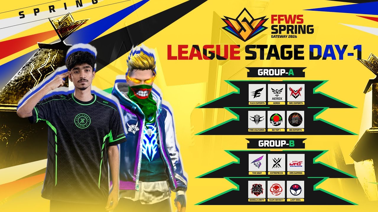 [🔴LIVE] FFWS SPRING GATEWAY 2026 | LEAGUE STAGE DAY-1 | FREE FIRE ...