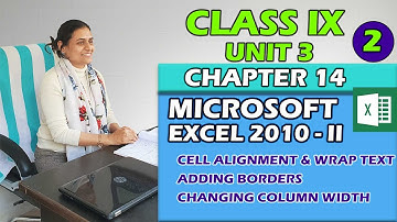 MS-Excel | Class IX  |  Unit 3 | Chapter 14 | PART 1 | MS Excel 2010 - II