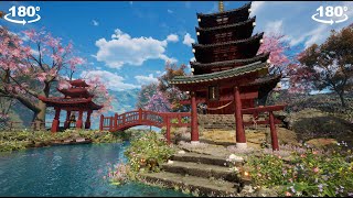Japanese Zen 180 VR Deep Zen Music for Focus and Healing in Serene Japanese Scene
