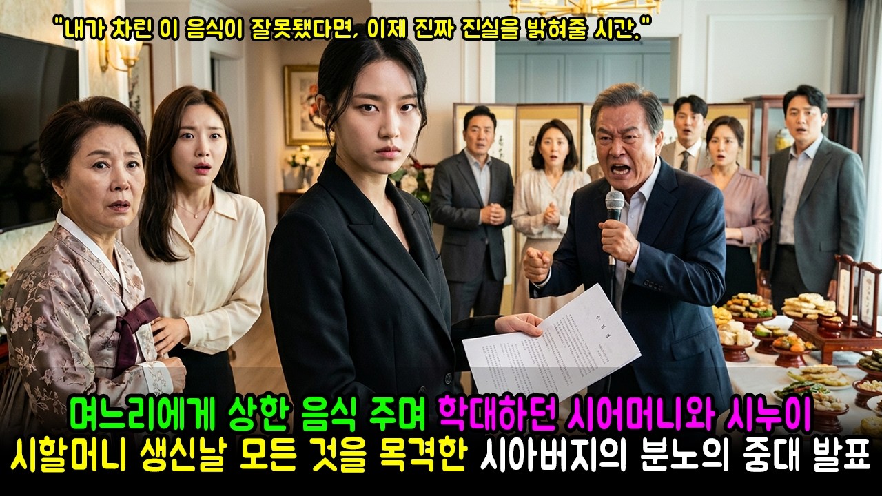 며느리에게 상한 음식 주며 학대하던 시어머니와 시누이, 시할머니 생신날 모든 것을 목격한 시아버지의 분노의 중대 발표 | 반전사연 | 감동사연 | 노후사연 | 막장사연