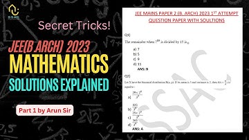 JEE B.Arch 2023 Most Important Maths Questions solved | Jee Paper 2 2023 1st Attempt Maths Solutions