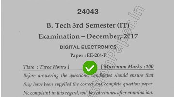 2017 Mdu BTech CSE 3rd Sem Digital Electronic Question Paper Question Paper #MduQuestionPaper