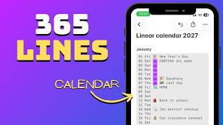Linear Calendar in Apple Notes