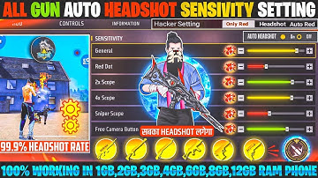 Free Fire Auto Headshot Trick 2025 Sensitivity | 2gb, 4gb, 6gb Ram Headshot Sensitivity Setting | FF
