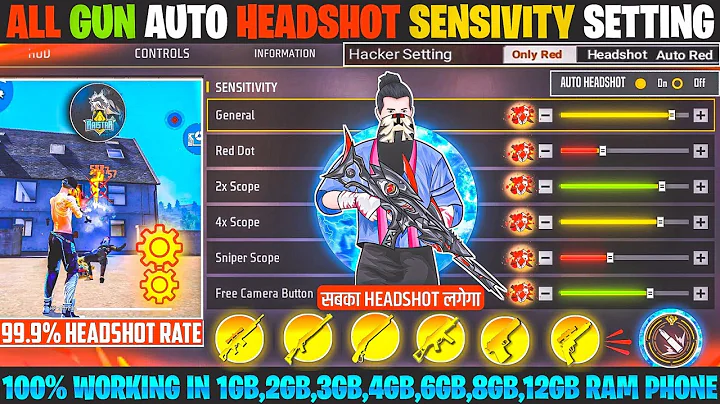 Free Fire Auto Headshot Trick 2025 Sensitivity | 2gb, 4gb, 6gb Ram Headshot Sensitivity Setting | FF