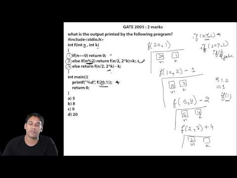 C programming 40 GATE 2005 Question on Recursive Programming