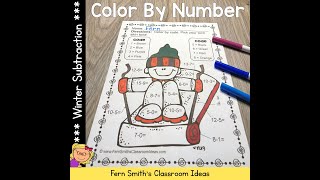 Winter Color By Number Subtraction