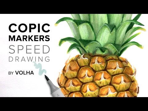 Copic markers speed drawing #14 / Рисую маркерами Copic ананас