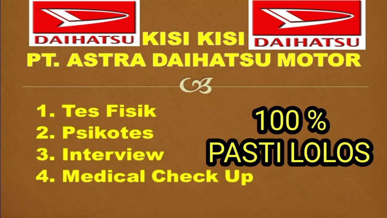 Kisi Kisi Tes Pt Astra Daihatsu Motor Youtube