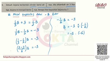 sebuah bejana berbentuk silinder berisi air 1/3nya. bila air ditambahkan 3 liter lagi, bejana berisi