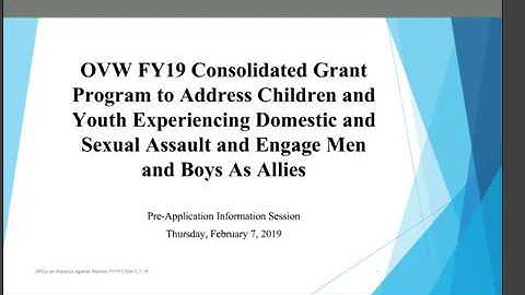 OVW 2019 Consolidated Youth Pre Application Information Session