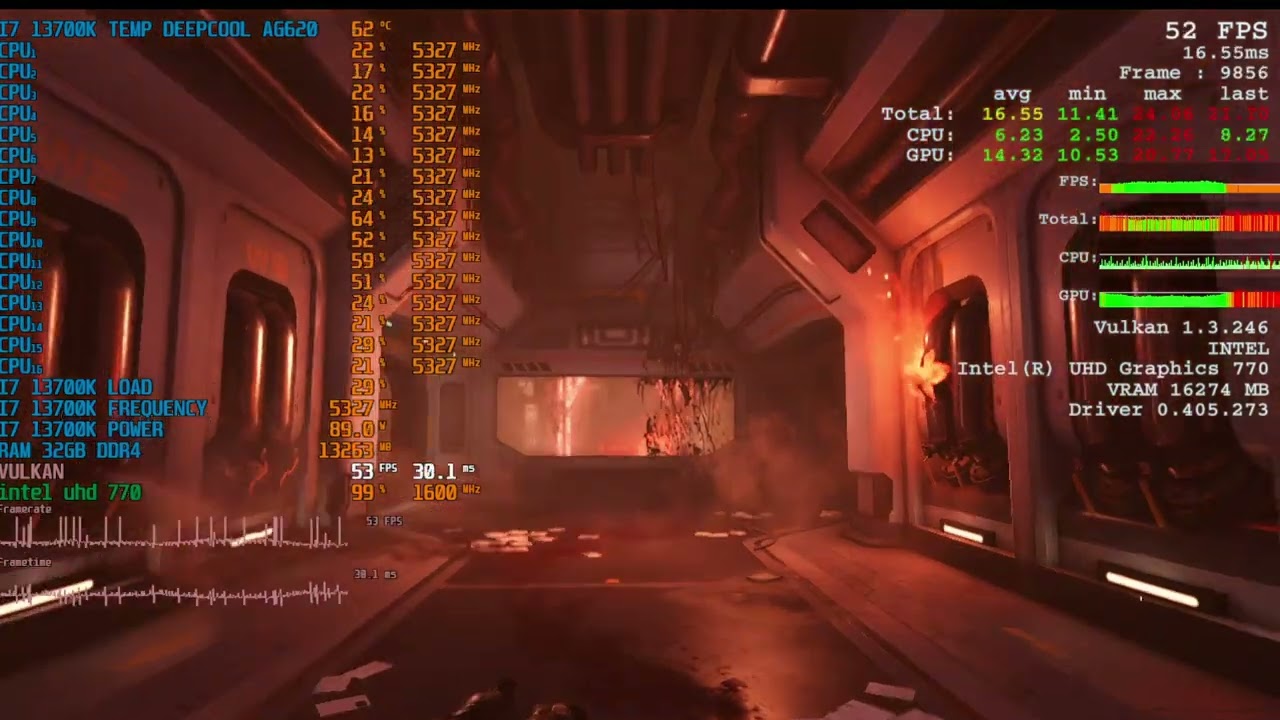 doom 2016 i7 13700k Intel UHD 770 igpu ddr4 720P