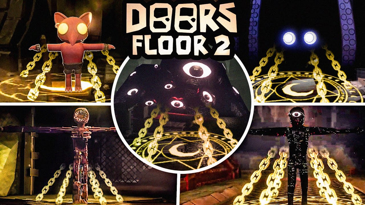 FLOOR 2 All CURIOUS CRUCIFIX uses on ENTITIES! (Jeff, Dam Seek, Goblino) - DOORS Floor 2 [The Mines]