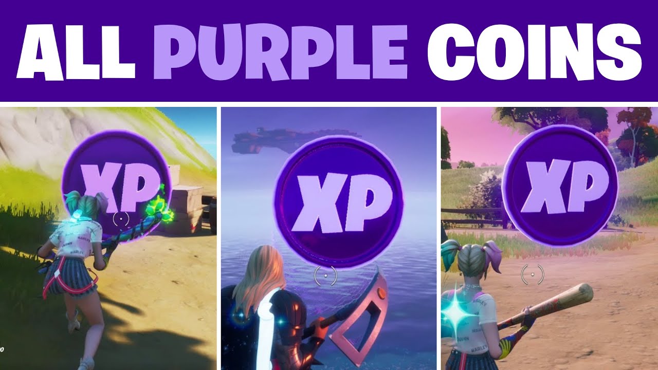 *EVERY* PURPLE XP COIN LOCATION (Week 1-10)! Purple Power Punch Card | Fortnite Battle Royale