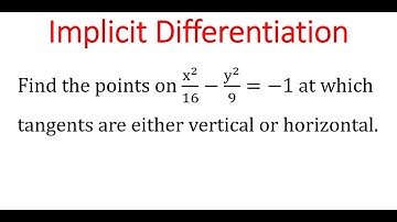 Points At Which TANGENTS To x^2/16 - y^2/9 = -1 Are Vertical Or Horizontal