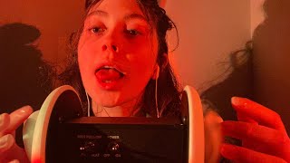 ASMR tongue flutters and swirls on the 3DIO with ear tapping (\\