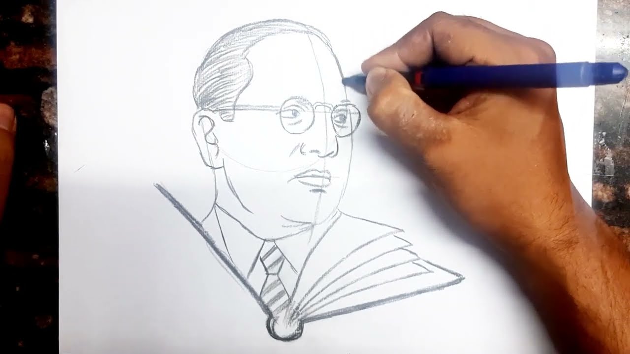 How to Draw Dr. Baba saheb Ambedkar Drawing // Easy Drawing - YouTube