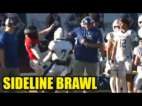 HS Football Brawl ERUPTS As Coach SHOVES Opposing Player 