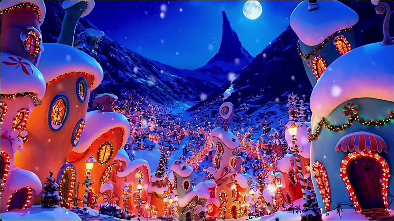 Whoville Christmas Ambience 🎄 Dr. Seuss Grinch Town 4K Background for TV | Festive Christmas Music 