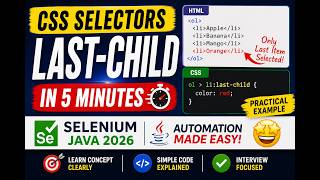 125. Assignment - Using last-child in CSS Selectors (Selenium Java 2026)