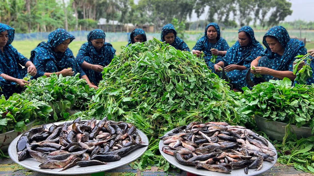 Snakehead Fish & Spinach Gravy Recipe - 100 KG Panong Shak with 40 KG Taki Fish Mashed Curry