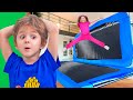 Eva and friends turn house into a trampoline park for kids