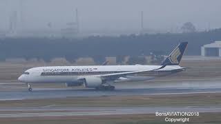 LOUDEST full power Rolls Royce (Trent XWB-84) SIA A350/900 in pouring rain.