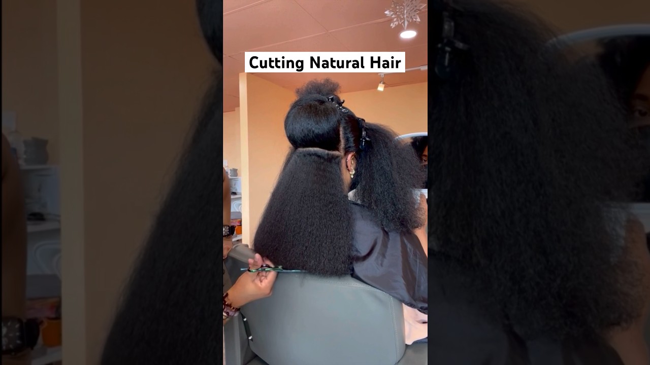 Professional trim on my Natural Hair✂️ (on Blownout Hair) #haircut #naturalhair