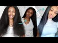 Straightening WAIST LENGTH Natural Hair | SILKY SMOOTH w/ NO Damage | UPDATED
