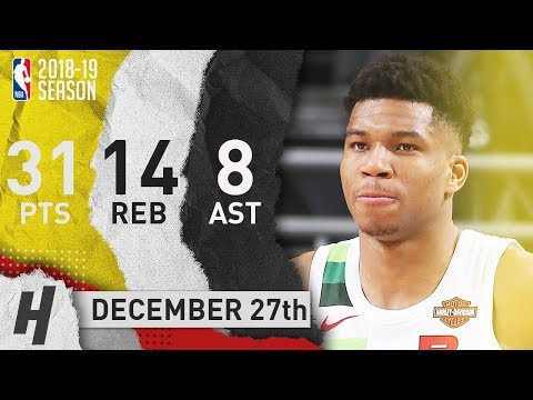 Giannis Antetokounmpo Full Highlights Bucks vs Knicks 2018.12.27 - 31 Pts, 8 Ast, 14 Reb, BEAST!