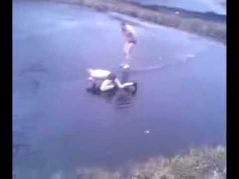 A Crazy Guy Tries Dive Through Ice!