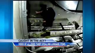 USA Airport employee caught on tape stealing from passengers suitcases