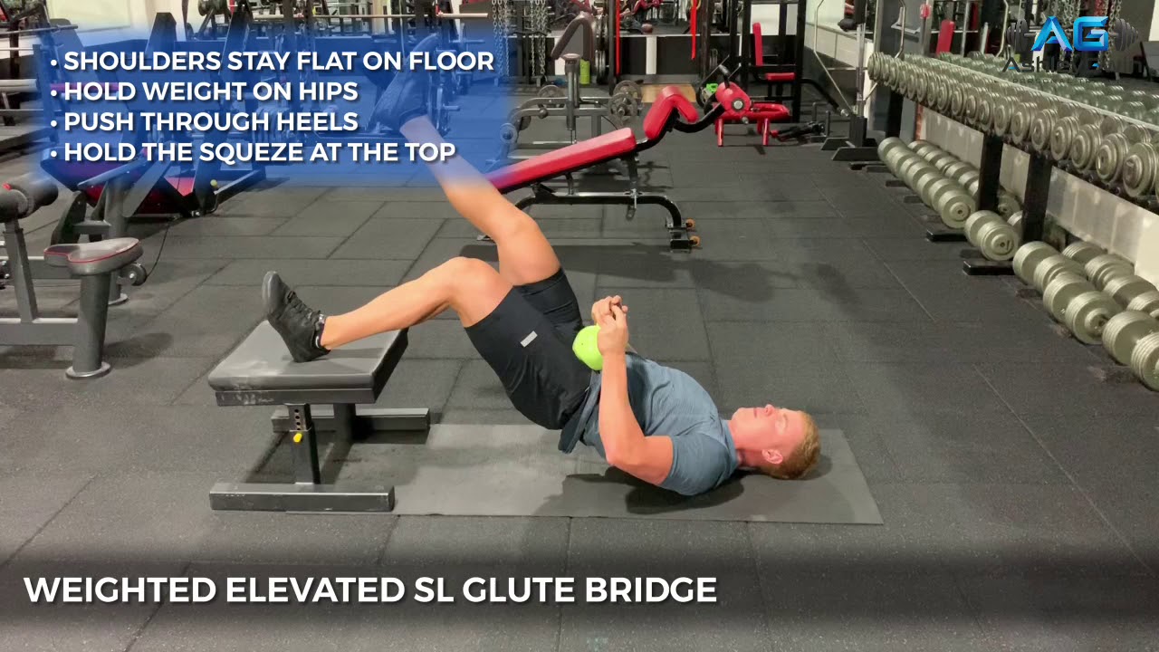 Weighted Elevated Single Leg Glute Bridge YouTube
