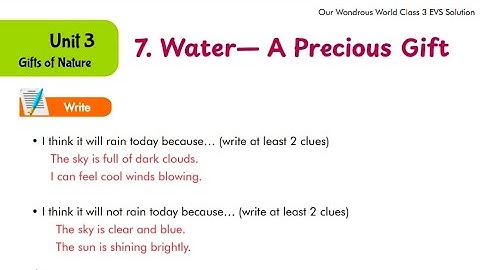 Water A Precious Gift | Class 3 EVS | Question Answer | Our Wondrous World | Chapter 7