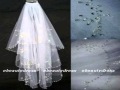 【レンタルドレス9980円】コームでホワイトアイボリー手作り結婚式のブライダルベール花柄ビーズエッジ層