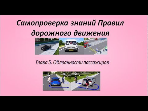 Глава 5. Обязанности пассажиров Самрпроверка знаний Правил дорожного движения. 10 билетов. 2024