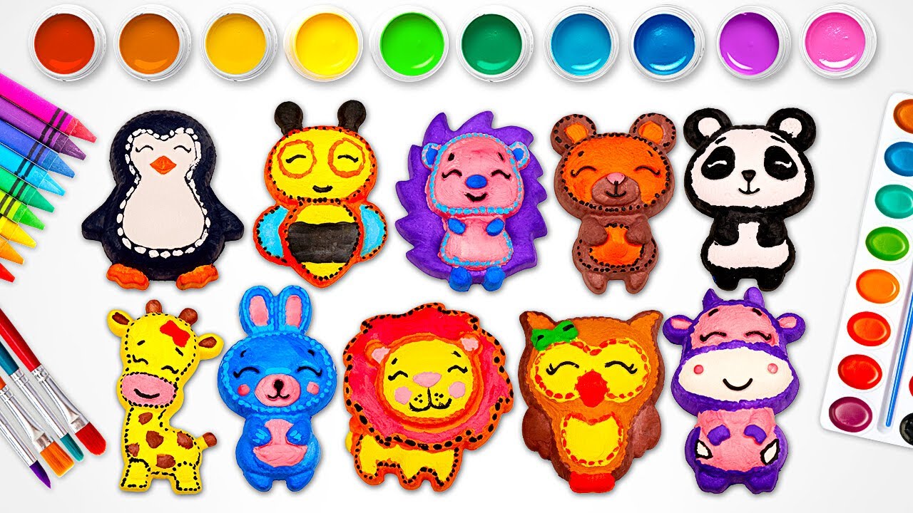 Let's Paint Animal Toys | Colors | DIY Kids Activity | Preschool Toddler Video