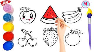 Learn Colors | Apple and 5 more Fruits Drawing painting coloring for kids and toddlers #educational