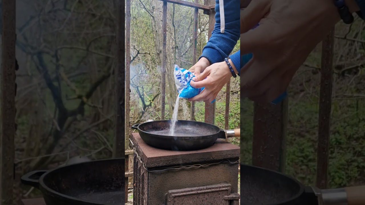 чугунная сковорода правильный #уход #посуда #рецепты #жарю #сковорода #мясо #кухня #реставрация