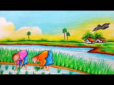 How to draw Village scenery for beginners. Step by step( easy draw)