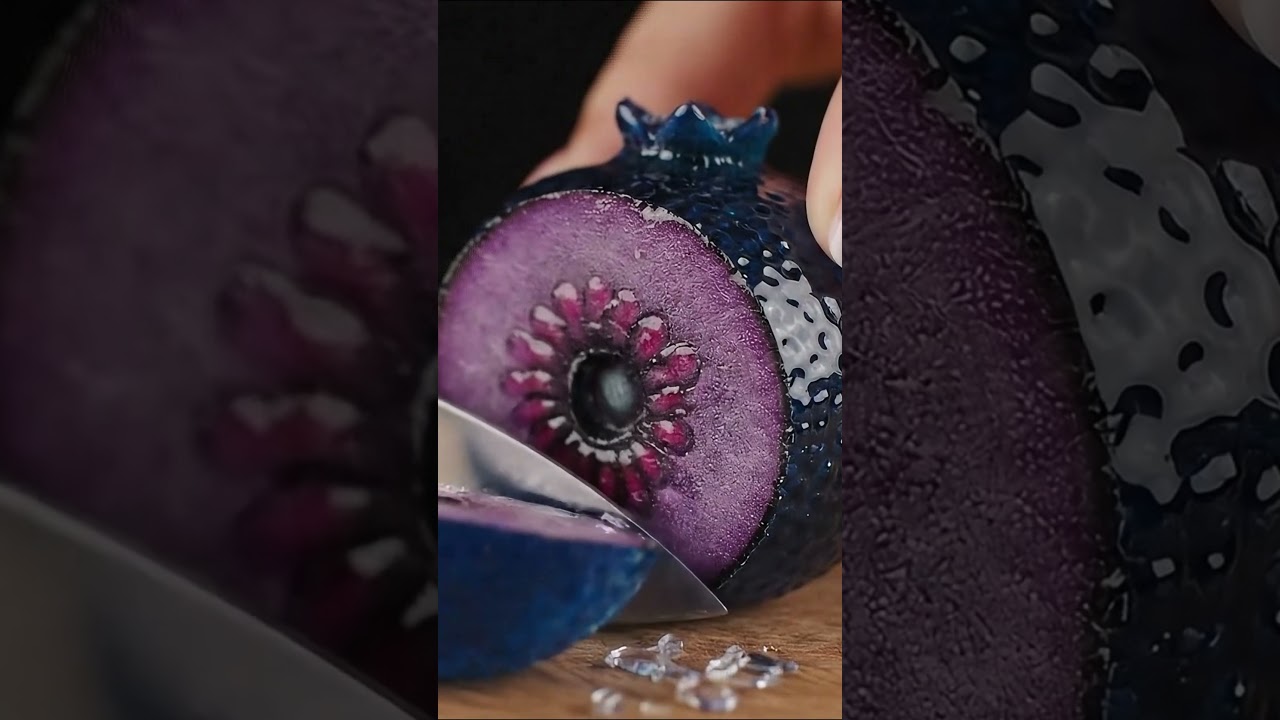 Cutting Blue Berry Glass Asmr 
