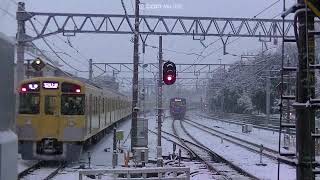 西武鉄道20103F急行本川越行　2000系4+4各停玉川上水行　雪の小平発車