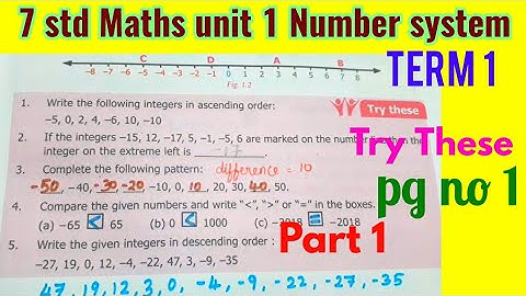 7th std Maths - chapter 1 Number System - Integers (Try These )- pg no 1-Part 1
