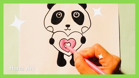 How To Draw A Cute Panda🐼With Heart | Cách vẽ một con gấu trúc dễ thương | تعلم رسم باندا❤ كيوت #46