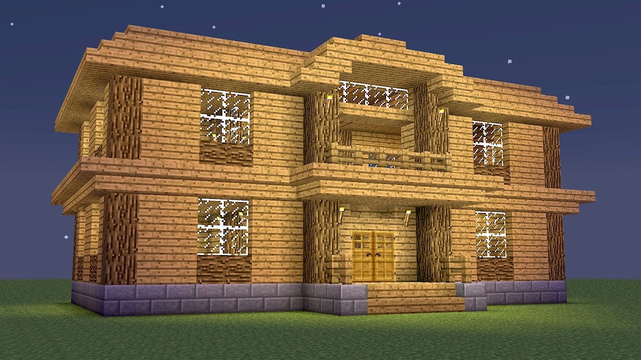 Minecraft - How to build a wooden mansion - YouTube