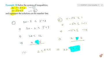 Solve the system of inequalities : `3x-7<,5+x`, `11-5xlt=1` and represent the solutions on the...