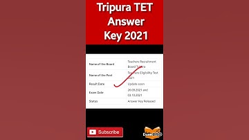 Tripura TET Result 2021 |  tripura tet answer key 2021 | tripura tet 2 all answers keys 2021 #TET
