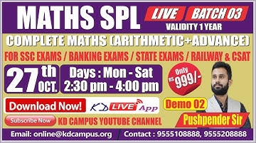 NEW BATCH || MATH SPL BY PUSHPENDER SIR || DEMO-02